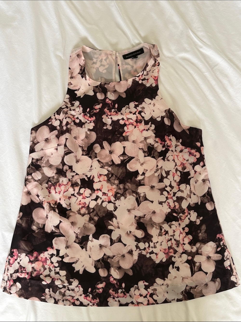 Banana Republic Black and Pink Floral Sleeveless Shell